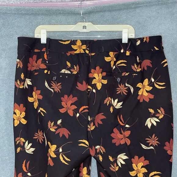 Eloquii Pants Womens 18 Black Floral Boho Office Chic Fall Workwear Indie Artsy - Picture 10 of 10